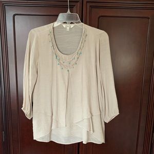 Cracker Barrell (Krazy Kat) taupe top size S